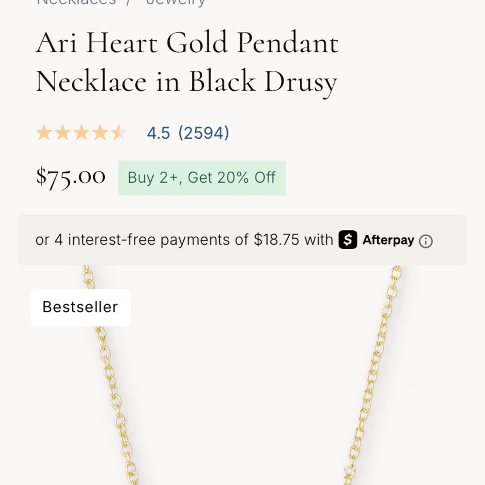 Kendra Scott Gold Necklace with Black Heart Pendant